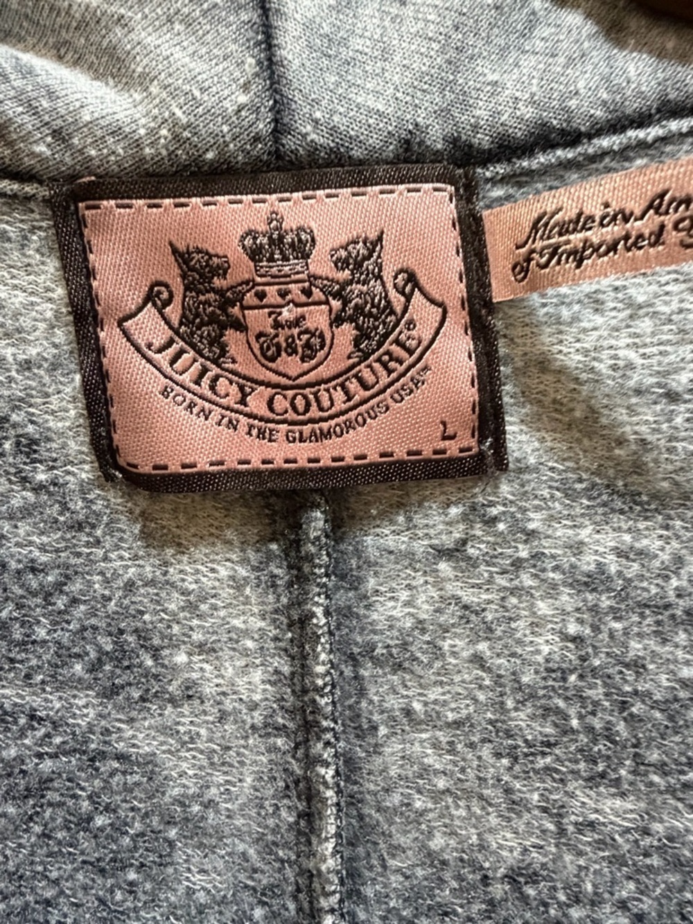 Y2K Juicy Couture Jacket L Velvet Velour Peplum Blazer in Washed Gray 2000s - Picture 3 of 5